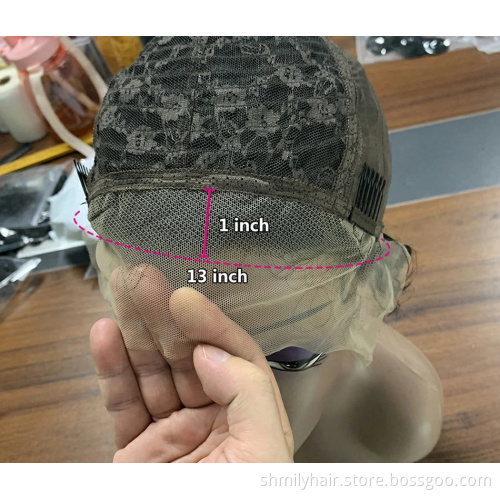 Shmily Perruque Pixie Cut Wig Human Hair Curly Bob Short Pixie Cut Lace Wig Bleached Knots Lace Frontal 13X1 Pixie Curls Wig